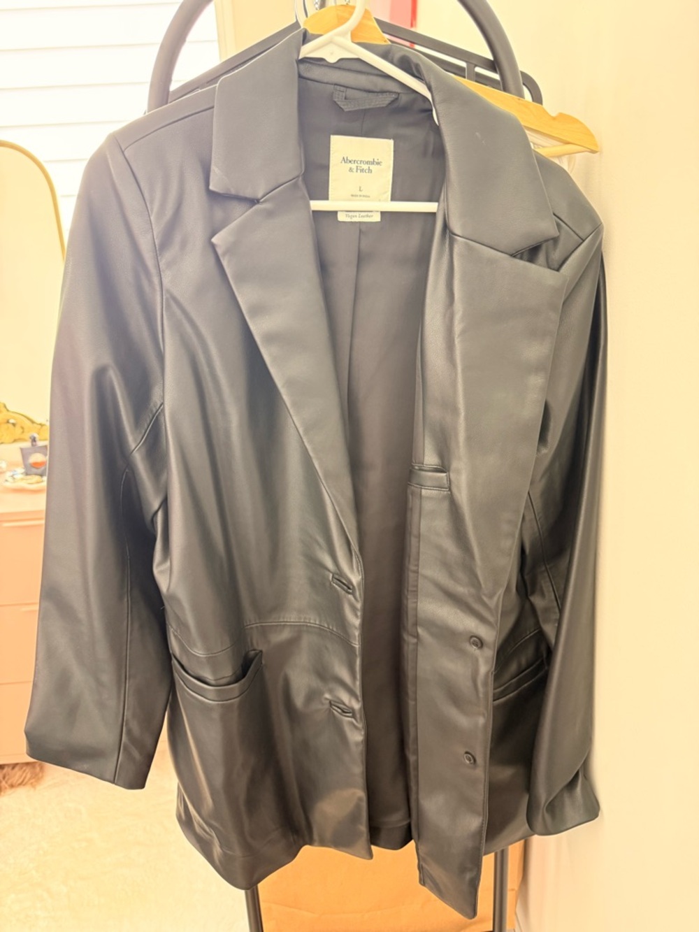 Abercrombie & Fitch Black Faux Leather Blazer
